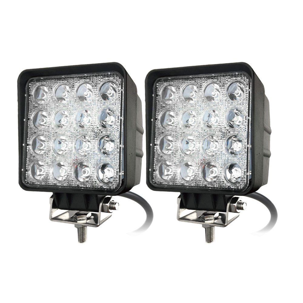 新品 カシムラ LEDワークライト16灯 48W 黄発光 2個セット LED16灯 黄色 48W 2000lm 3000K ノイズ対策 IP67 DC12/24V NML-109