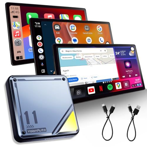 CarPlay AI Box（QCM6125チップ、8コア、4GB+64GB、Android 13、内蔵GPSナビゲーション）ワイヤレスCarPlay・YouTube・Netflix再生対応 技適認証済み｜2016年以降の有線CarPlay対応車専用pms