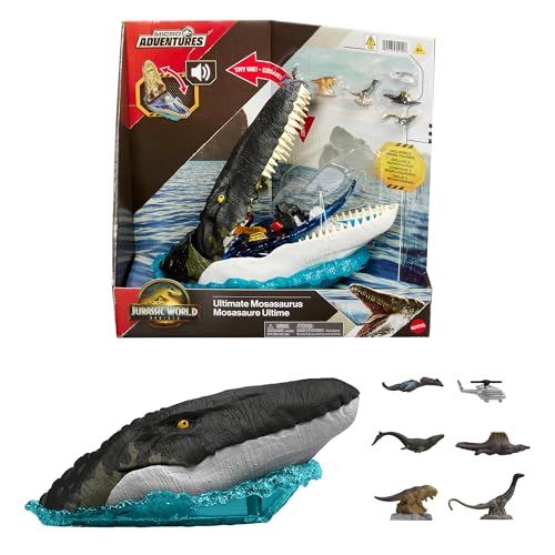 マテル ジュラシックワールド(JURASSIC WORLD) デラックスヘッド プレイセット モササウルス 子供向けフィギュア 恐竜 おもちゃ 4歳から マルチ JGB60e