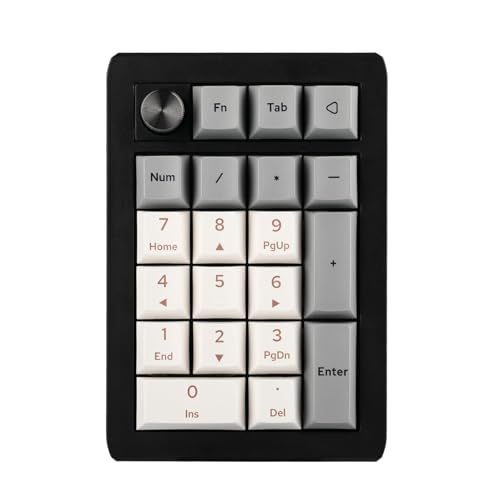 EPOMAKER EK21 VIA ガスケット テンキー ゲーミングキーボード ワイヤレスメカニカルテンキー 1000mAhバッテリー搭載 Bluetooth 5.0/2.4GHz/有線 ホットスワップ対応 ナンバーパッド アルミニウム合金製ノブ プログラムe