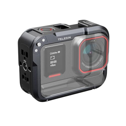 TELESIN アルミ合金ケージ Insta 360 Ace Pro 2/Ace Pro対応 縦横撮影 保護フレーム 接続可能 三脚 自撮り棒 補光ライト マイクなど 1/4インチネジ穴・コールドシュー付き Insta 360 Ace Pro 2/Ace Pe
