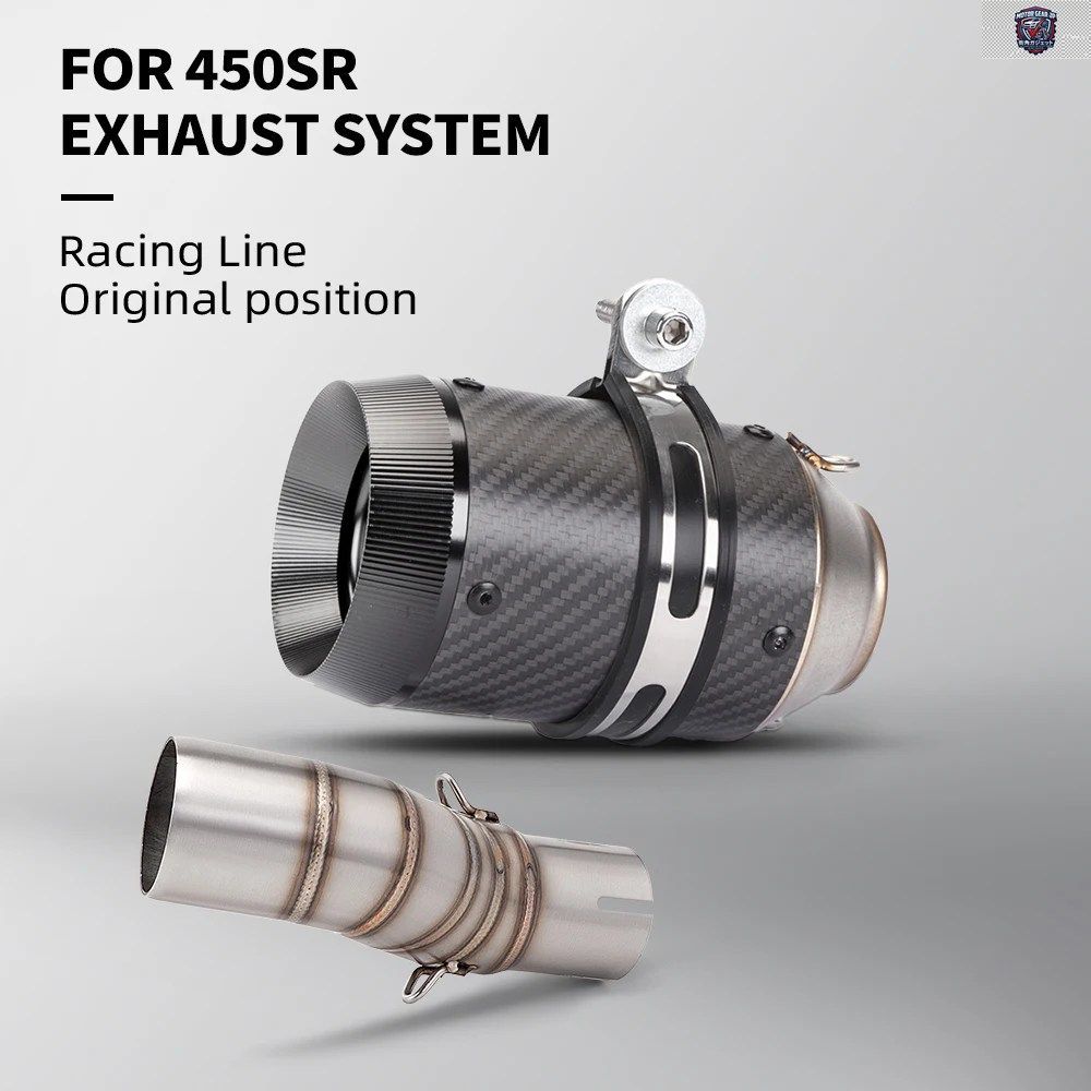 450SR 450 SR 改良型ステンレススチール製スリップオンミドルリンクパイプエスケープモーターサイクル排気システム51mmチューブ
