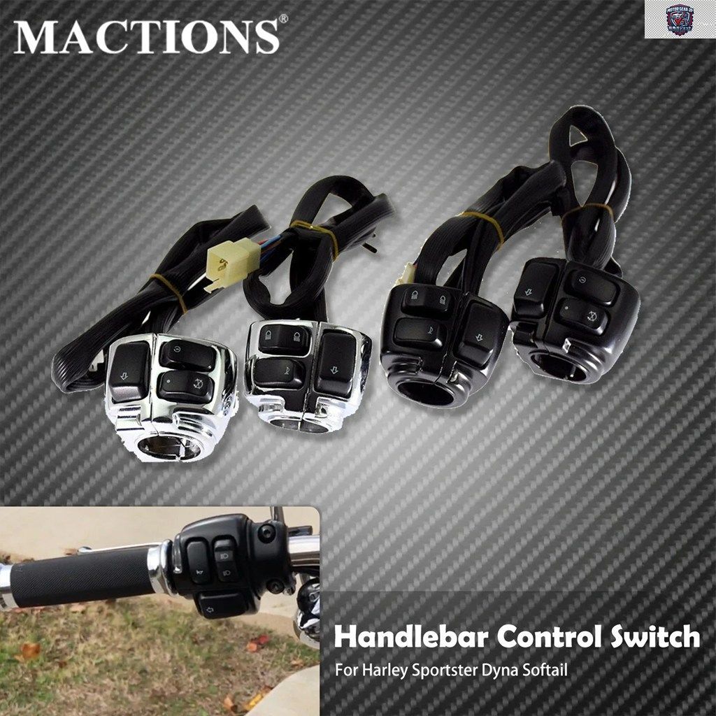 オートバイ 1インチ ハンドルバーコントロールスイッチ + 配線ハーネス ハーレー ダイナ ファットボブ FXDF ツーリング ソフテイル スポー