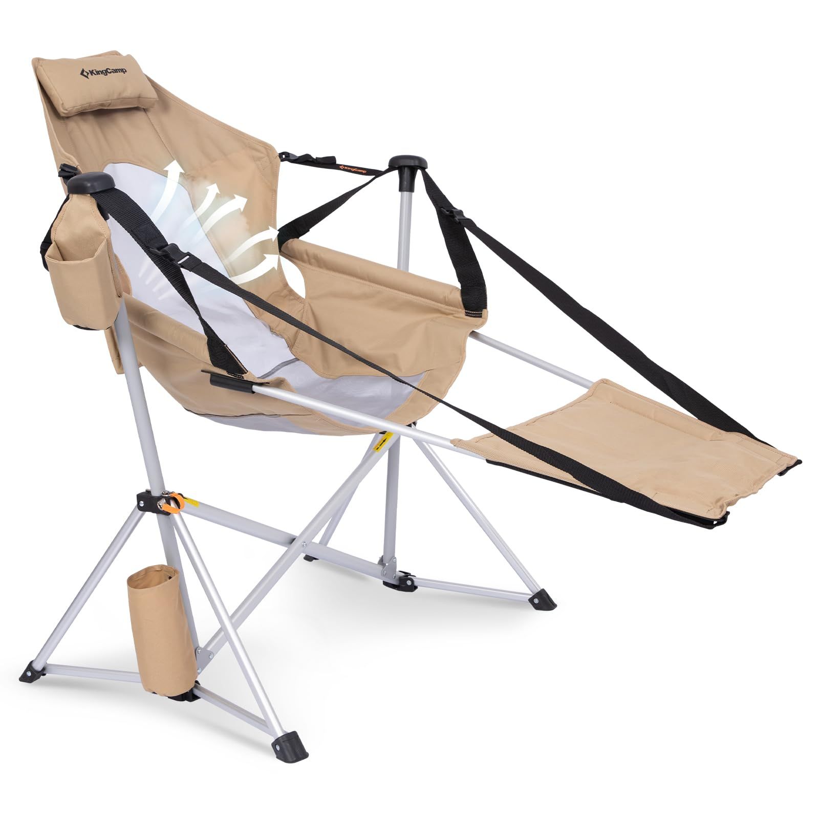新品 KingCamp ゆらゆらハンモックチェア フットレスト付き アウトドア チェア 通気性 リクライニング可能 超快適 アルミ合金製 耐荷重250kg 組み立て簡単 収納袋付き キャンプ 室内外兼用