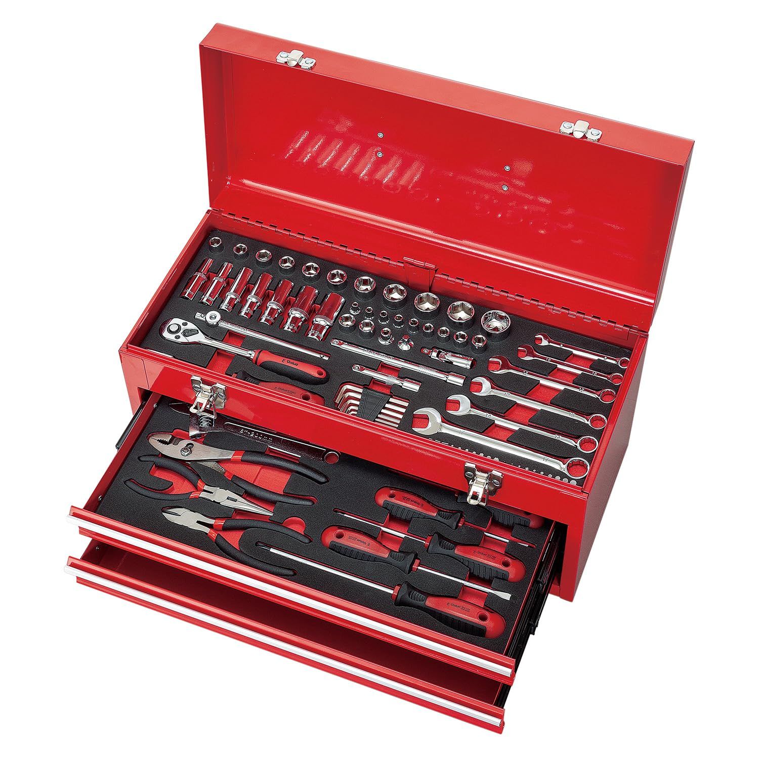 ★新品★イーバリュー(E-Value) 整備工具セット チェスト 80点組 72山ギアラチェットハンドル メンテナンスに必要な厳選工具をセットアップ EST-2680RE