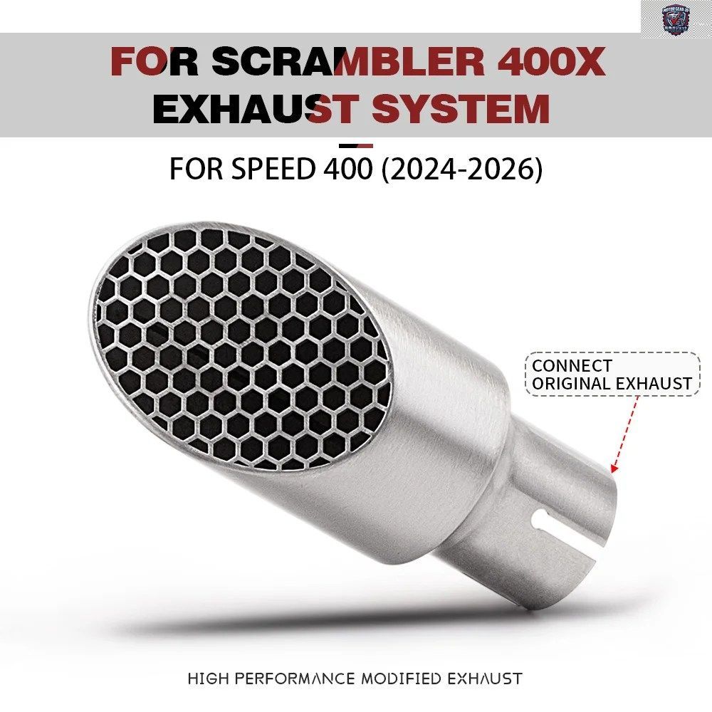 ステンレススチール製マフラー（メッシュ付き）モーターサイクル排気システム スリップオン スピード400 スクランブラー 400X 2024 - 2026
