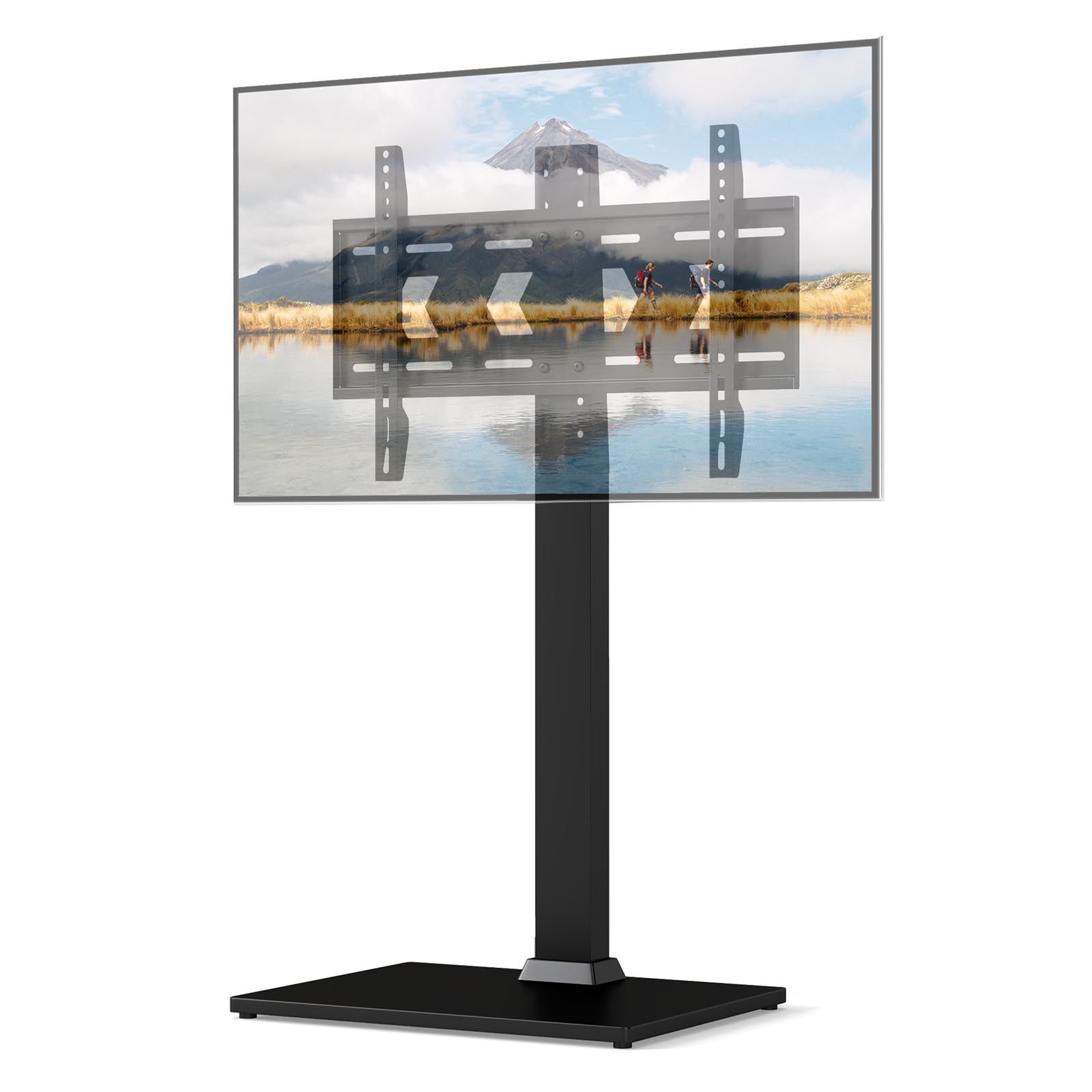 【特価】木製台座 VESA/横100~600mm/縦100~400mm 耐荷重50kg 自立式 32~70インチ対応 95.5~111.5cm高さ調節可能 壁寄せ 左右26°首振り可能 TVスタンド ハイタイプ ブラック テレビスタンド