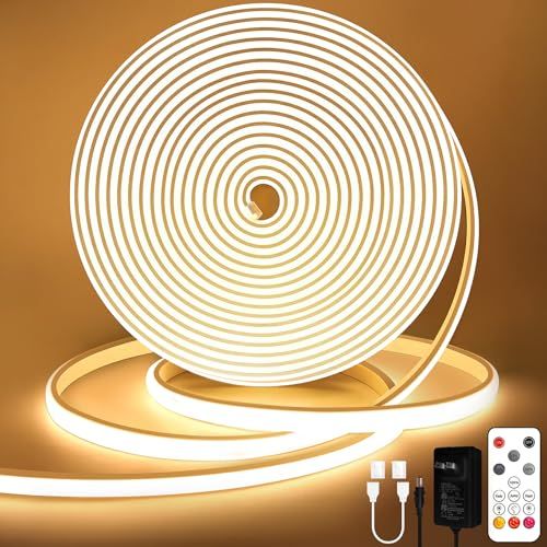 Lamomo 10M COB LEDテープライト IP65防水 高輝度 LED テープ 3000K 調光可能 電球色ネオンチューブライト リモコン付きシリコン 曲がりやすい 切断可能 間接照明/DIY装飾/インドア/寝室/キッチン/リビングル 6a6cd3bc