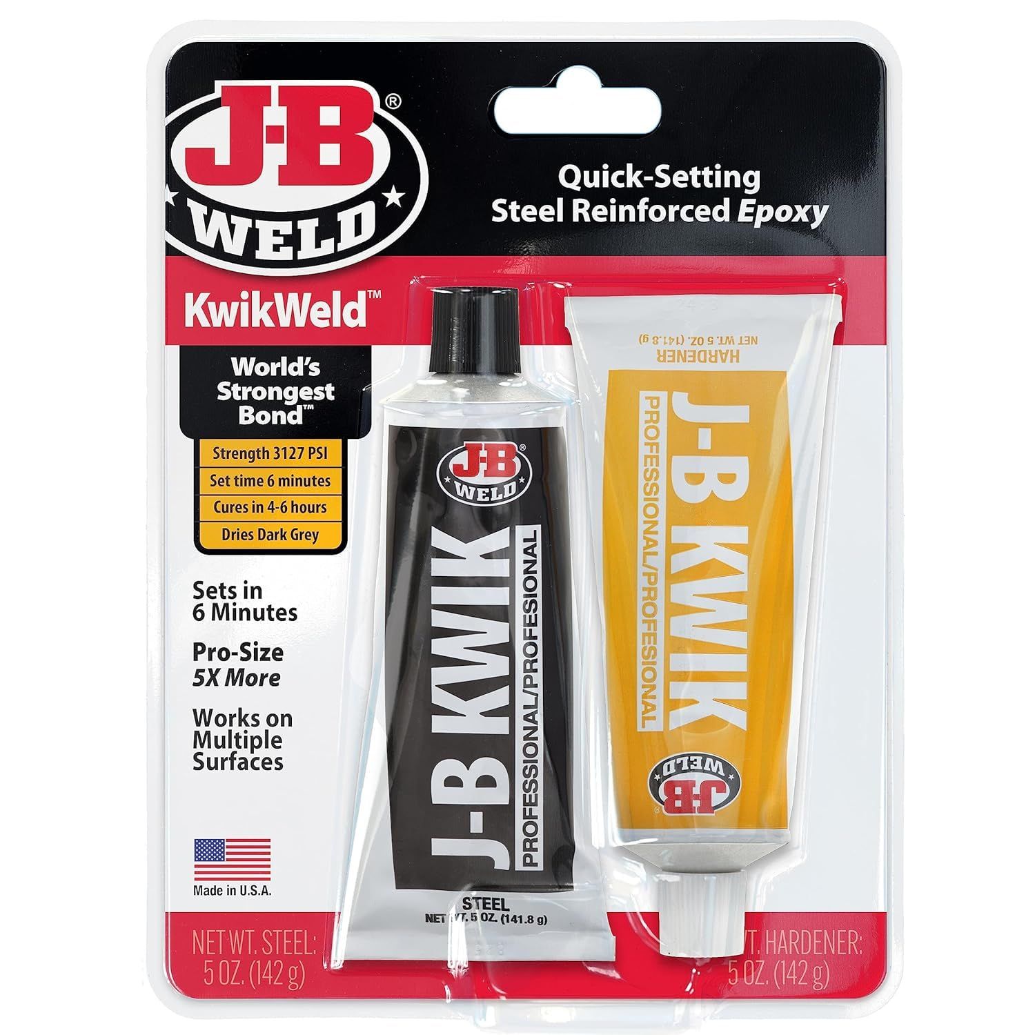 新品 J-B Weld 8271 KwikWeld プロフェッショナルサイズ スチール強化エポキシツインパック - 10オンス