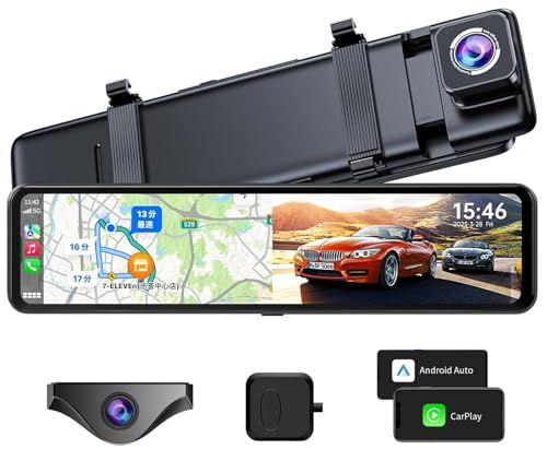 ★新品★ドライブレコーダー ミラー型 前後カメラ【2026年 CarPlay&AndroidAuto・11インチ・ズーム機能 】 デジタルインナーミラー Gセンサー 音楽/通話対応 Siri/Googleアシスタント対応 FM送信 GPS搭載 Type-C電源