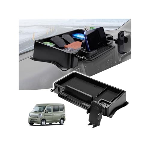【新改良・傾き解消、ズレ落ちない！】LIMSTYLE エブリィワゴン da17w da17v ダッシュボードトレイ 車内収納ボックス 3Dトレイ スマホホルダー付き 小物入れ 車種専用 収納トレイ 滑り止め ラバーマット付き 内装 パーツ 装 06e47f2f