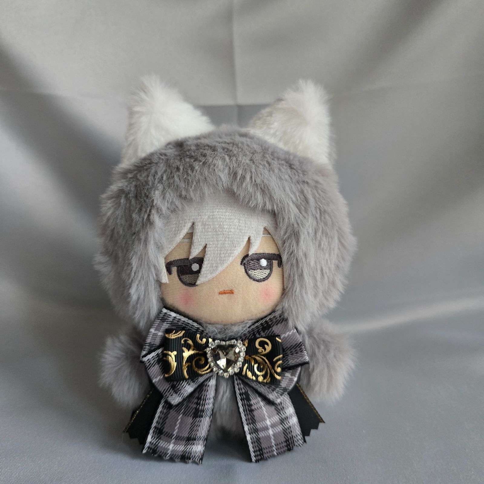 ちびぐるみ ぬい服 11cm 着ぐるみ ねこ グレー(内耳 白) しっぽ付