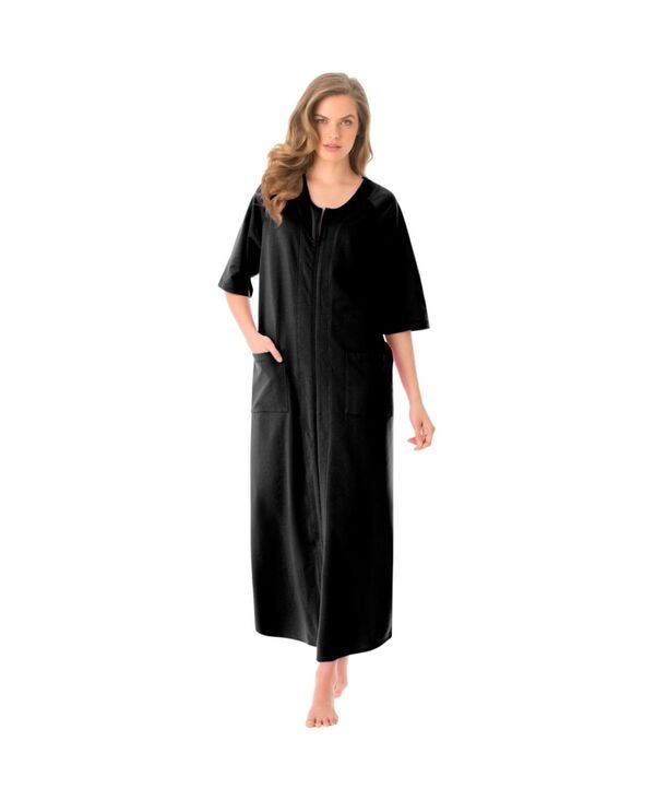 ドリームスアンドコー レディース アンダーウェア ナイトウェア プラスサイズ プチ パイル Dreams Co Petite Plus Long French Terry ZipFront Robe