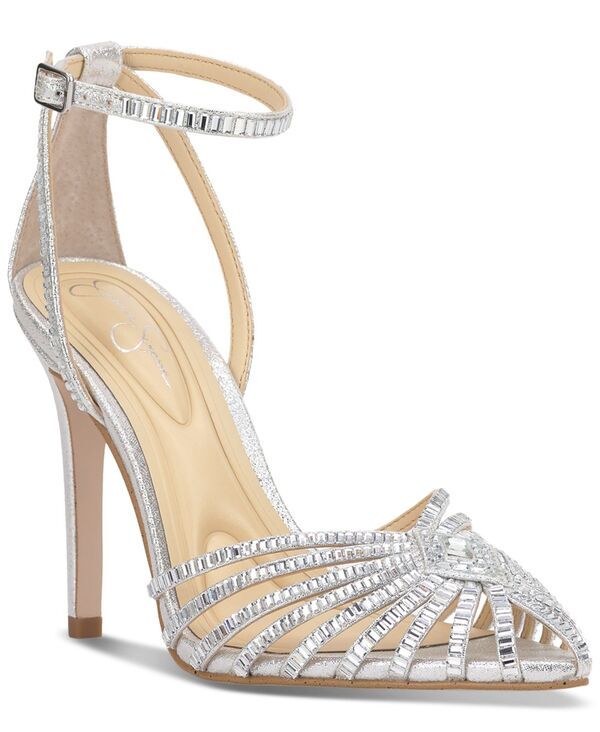 ジェシカシンプソン レディース シューズ パンプス Jessica Simpson Womens Paveri Huarache Rhinestone Stiletto Pumpsilver Shim