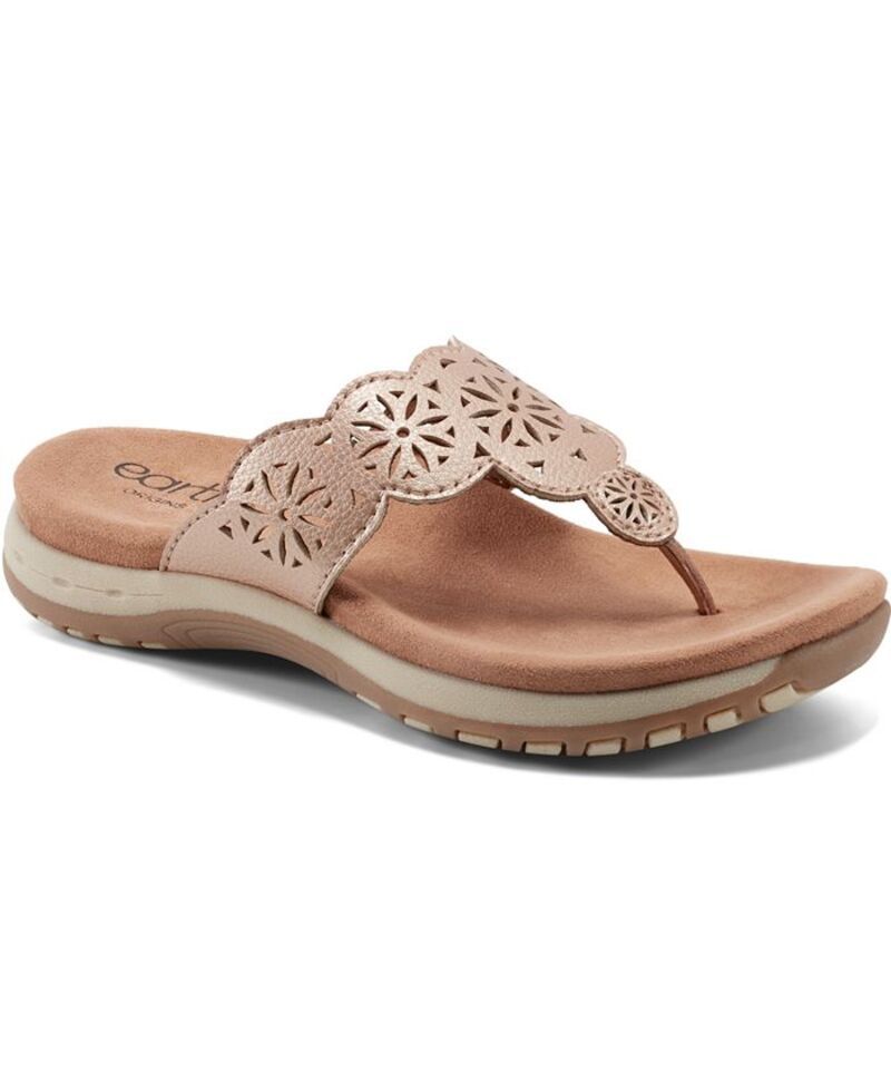 アース レディース シューズ サンダル Earth Womens Sadie TStrap Flat Sandals Rose Gold ゴールド