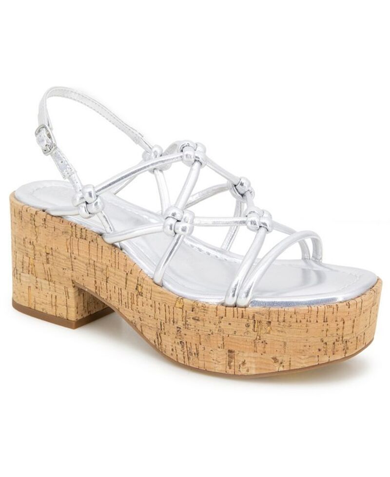 ケネスコール レディース シューズ サンダル Kenneth Cole Reaction Womens Essa Knots Square Toe Wedge Sandals Silver シルバー