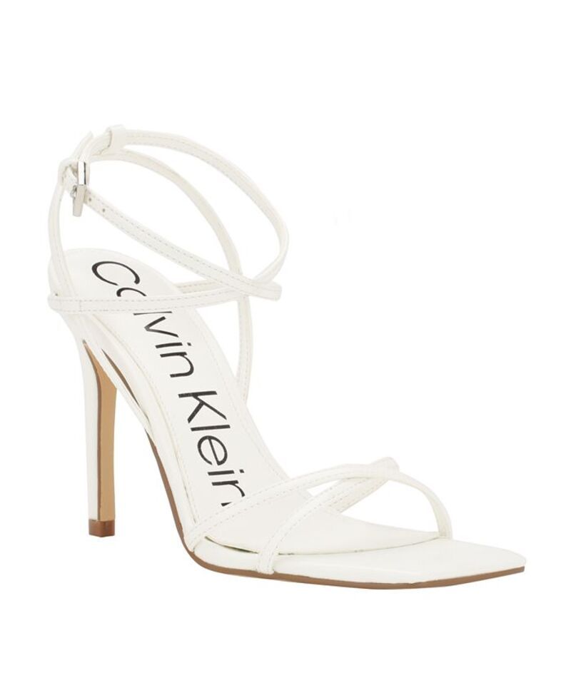 カルバンクライン レディース シューズ サンダル Calvin Klein Womens Tegin Strappy High Stiletto Sandals White ホワイト