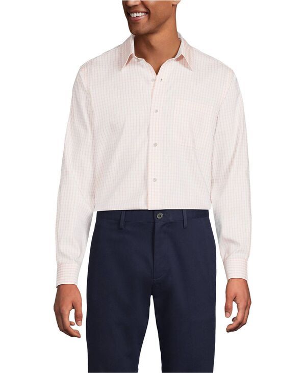 ランズエンド メンズ トップス シャツ Lands End Mens Patterno Iron Supima Pinpoint Straight Collar Dresshirtinted peac