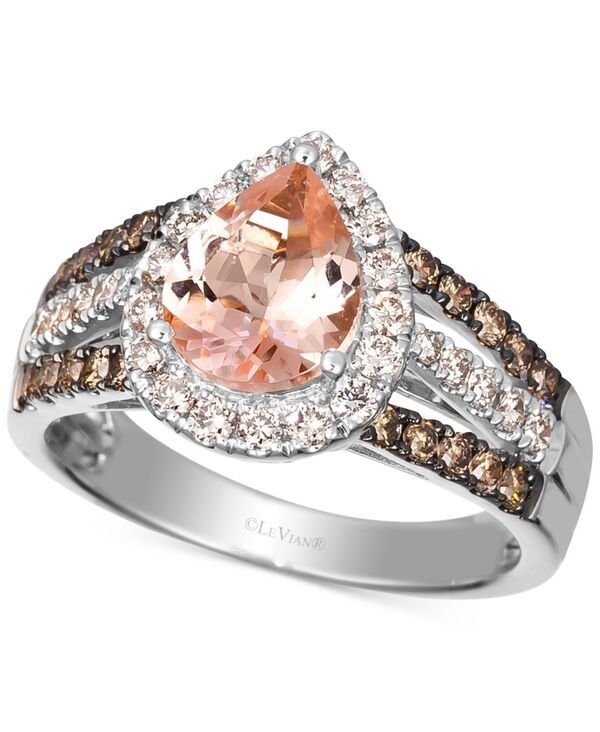 ル ヴァン レディース アクセサリー リング Le Vian Peach Morganite 1110 ctw Diamond 34 ctw Pear Halo Ring in 14k Rose Go