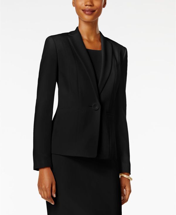 カスパール レディース アウター ジャケット・ブルゾン クレープ ブレザー Kasper Crepe OneButton Blazer Black ブラック