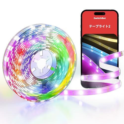 【2024年モデル】SwitchBot LED テープライト2 Alexa 間接照明 - SMD5050 高輝度 RGB 1600万色 マルチカラー 調光調色 Wi-Fi・Bluetooth 5m 切断可能 PUコーティング Google Home 国内発送