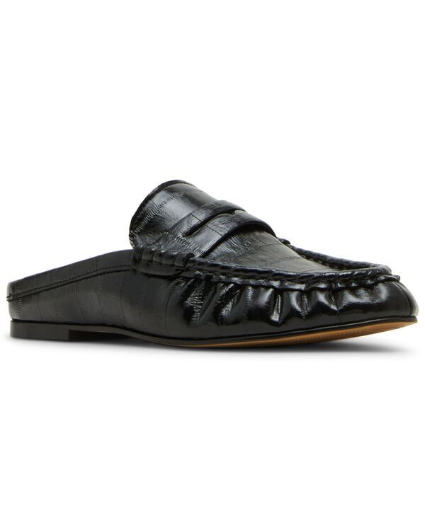 スティーブ マデン レディース シューズ パンプス ローファー Steve Madden Womens Rafe Tailored SlipOn Loafer Mules Black Shiny ブラ