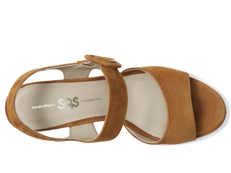 サス レディース シューズ ヒール サンダル SAS Carine Quarter Strap Wedge Sandals Tan Suede タン