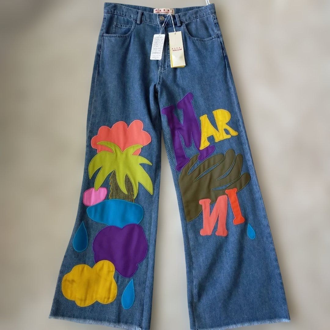 タグ付✨MARNI × No vacancy inn アップリケ デニムパンツ タグ付未使用品】MARNI × No Vacancy Inn アップリケデニムパンツ 30