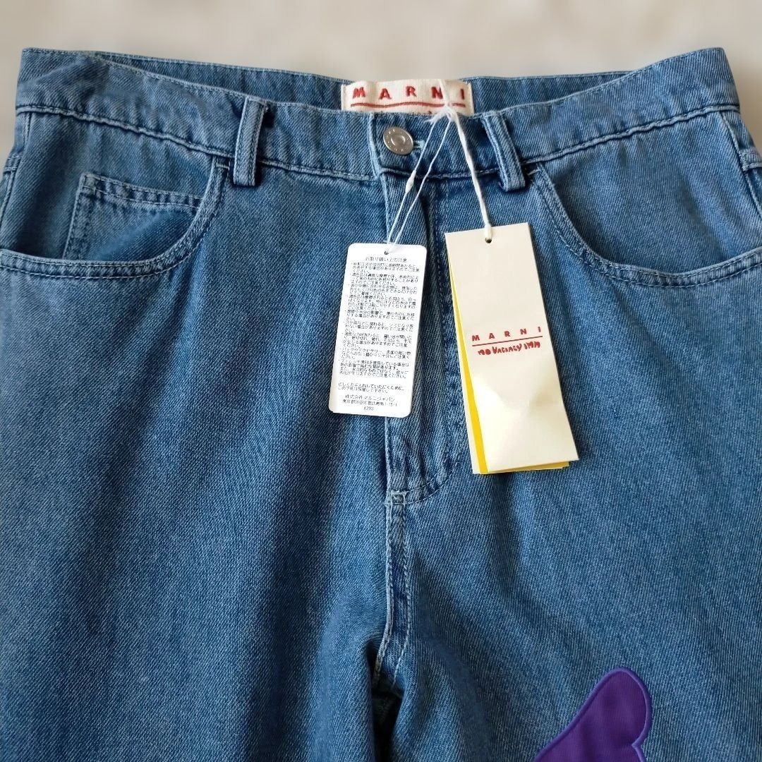 MARNI × No vacancy inn アップリケ ワイドデニムパンツ タグ付未使用品】MARNI × No Vacancy Inn アップリケデニムパンツ 30
