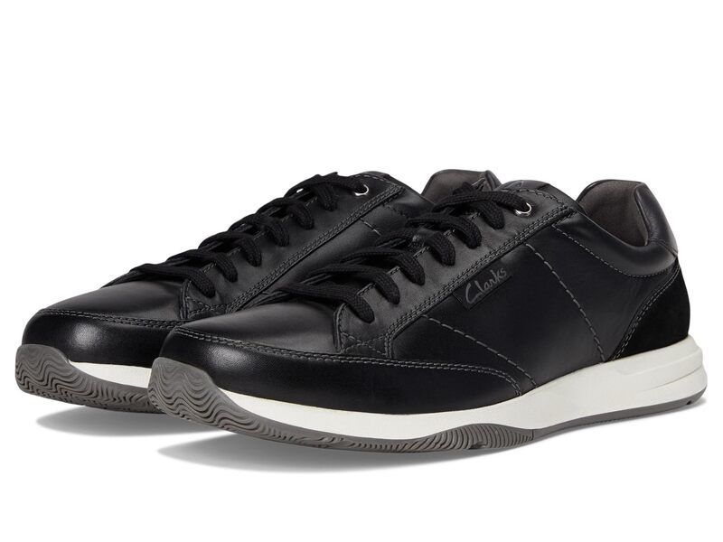 クラークス メンズ シューズ スニーカー レース Clarks Townview Lace Black Leather ブラック