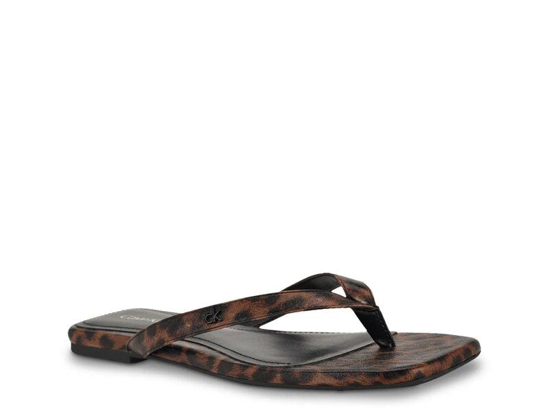 カルバンクライン レディース シューズ サンダル Calvin Klein Stelea Sandal BrownBlack Leopard Print ブラック