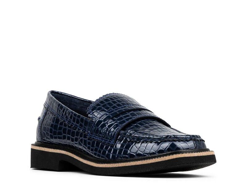 ドナルドプリネール レディース シューズ スリッポン・ローファー Donald Pliner Feirless Loafer Navy Croc Print ネイビー