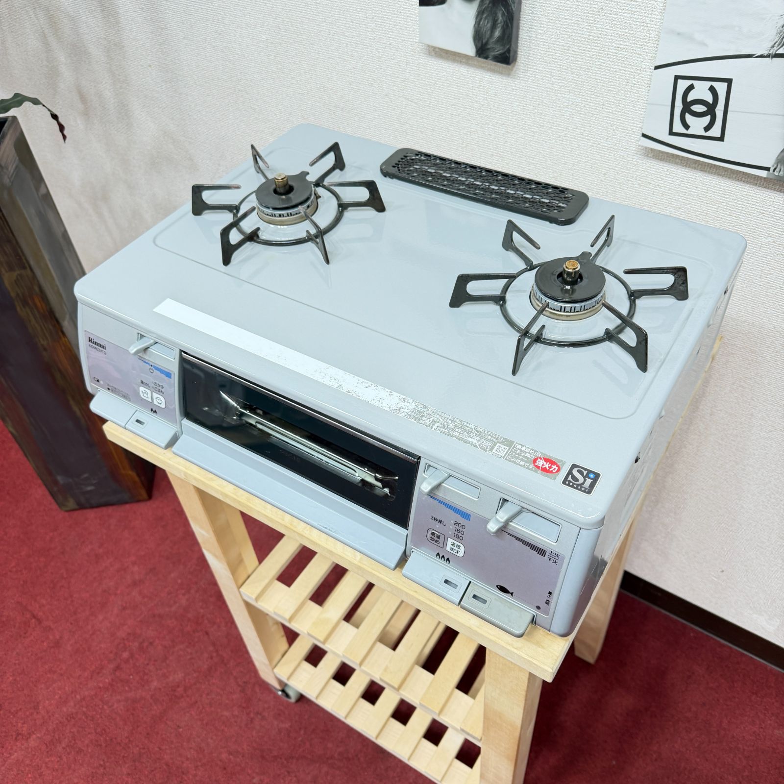 全国送料無料 美品リンナイ2口ガスコンロ 都市ガス2018年製 洗浄/除菌