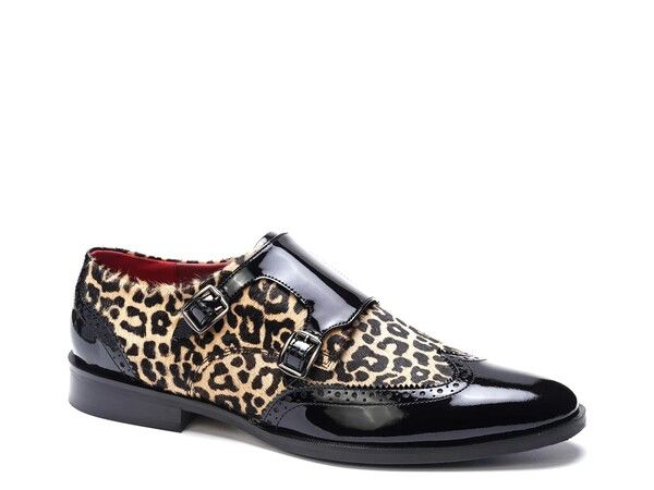 カルロスサンタナ メンズ シューズ スリッポン・ローファー モンクストラップ モンク Carlos by Carlos Santana Kai Monk Strap SlipOn Black Leop