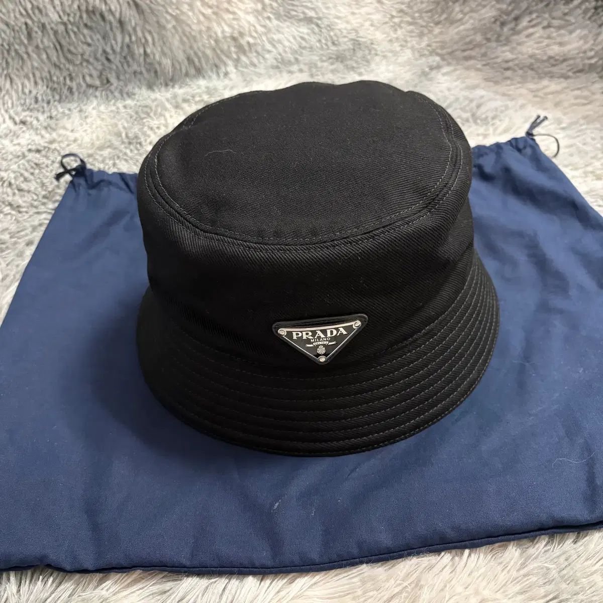 ほぼ新品 正規品 PRADA プラダ コットン バケットハット L