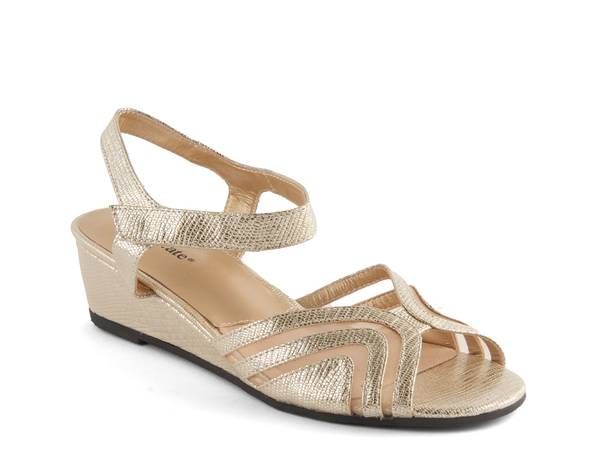 ダイビッドテイト レディース シューズ サンダル David Tate Abano Wedge Sandal Gold Metallic Snake Print ゴールド