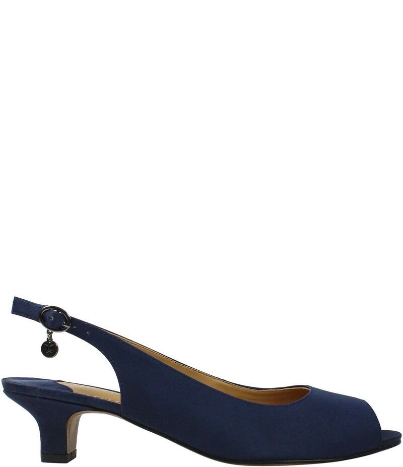 ジェイレニー レディース シューズ ヒール サテン J Renee Jenvey Satin Slingback Peep Toe Pumps Navy ネイビー