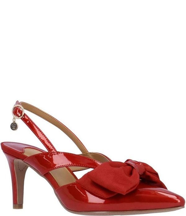 ジェイレニー レディース シューズ ヒール J Renee Morigen Patent Bow Slingback Pumps Red レッド