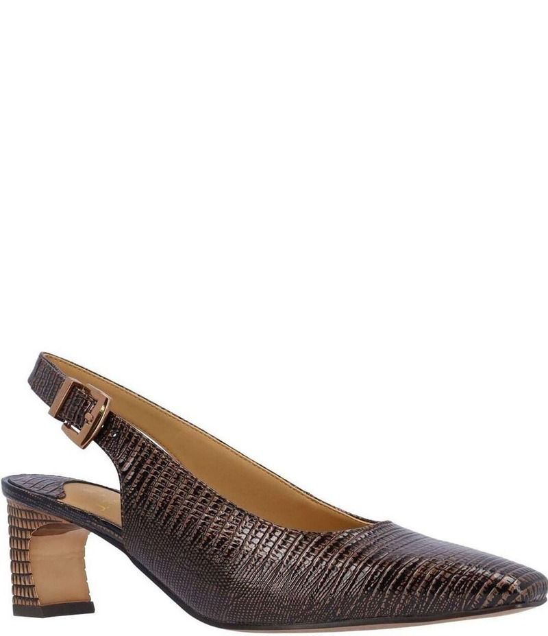 ジェイレニー レディース シューズ ヒール プリント J Renee Hadyn Lizard Print Block Heel Slingback Pumps Cognac