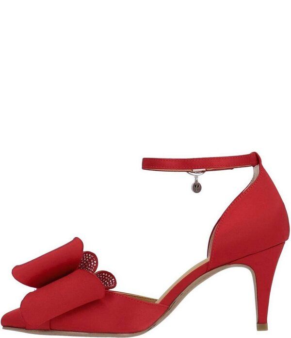 ジェイレニー レディース シューズ パンプス サテン アンクル J Renee Pammie Satin Ankle Strap Bow Pumps Red レッド