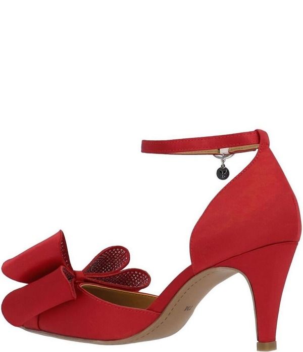 ジェイレニー レディース シューズ パンプス サテン アンクル J Renee Pammie Satin Ankle Strap Bow Pumps Red レッド