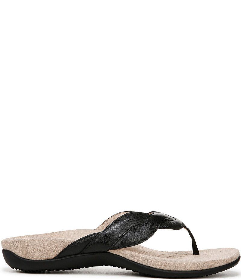 バイオニック レディース シューズ パンプス サンダル レザー Vionic Bella Braid Leather Thong Sandals Black ブラック