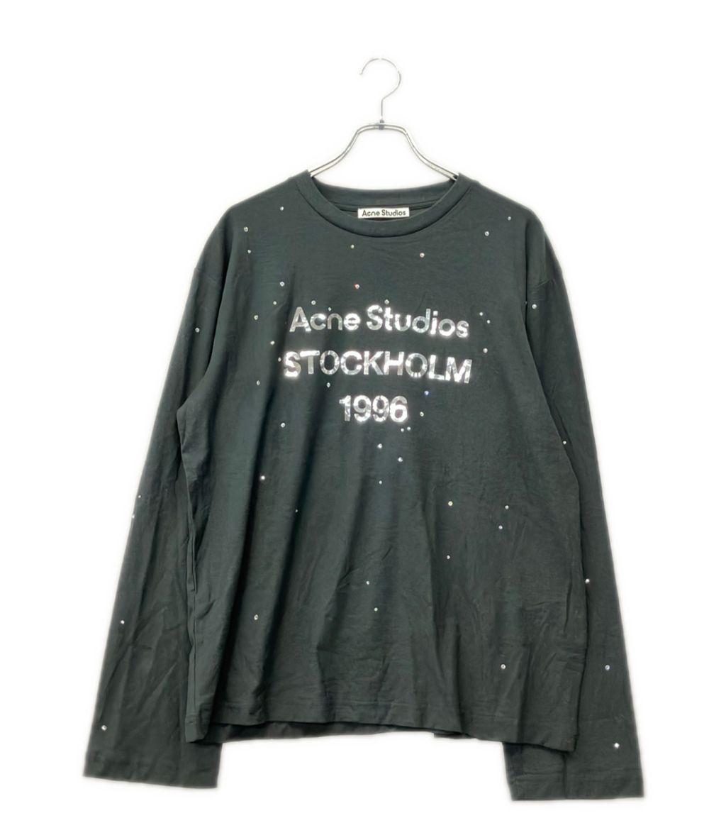 訳あり アクネ ストゥディオズ 長袖 ラインストーン ロゴTシャツ FN-UX-TSH1000231 CL0416 メンズ レディース SIZE S Acne Studios