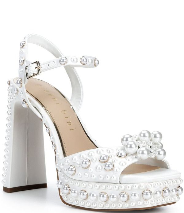 ジャンビニ レディース シューズ サンダル プラットフォーム アンクル Gianni Bini Hazell Pearl Embellished Ankle Wraplatform Sandals I