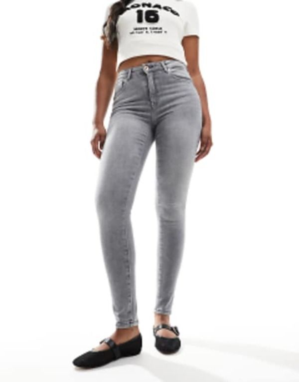 オンリー レディース ボトムス デニムパンツ ジーンズ ONLY push up skinny jeans wash Gray グレー