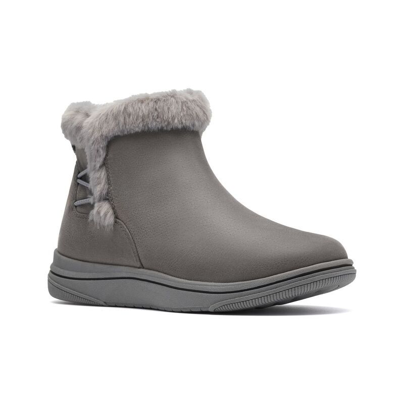 クラークス レディース シューズ ブーツ・レインブーツ アンクル Clarks Cloudsteppers Breeze Faux Fur WomenslipOn Ankle Boots Dark G