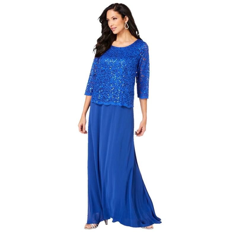 ロアマンズ レディース トップス ワンピース プラスサイズ レース Roamans Womens Plusize Lace Popover Dress True Blue ブルー