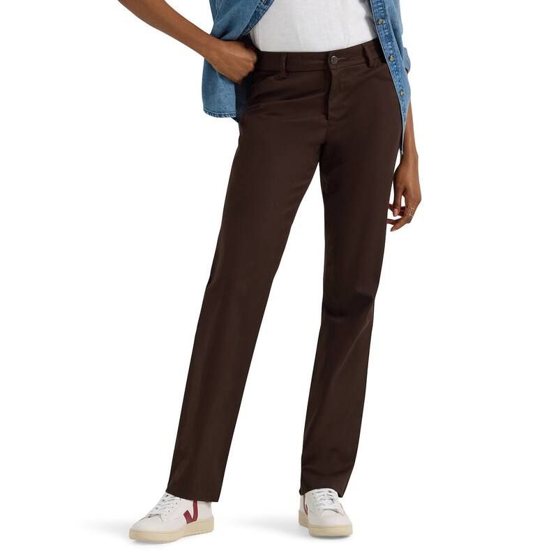 リー レディース ボトムス カジュアルパンツ リラックスフィット Womens Lee WrinkleFree Relaxed Fit StraightLeg Pants Espresso