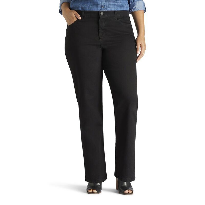 リー レディース ボトムス デニムパンツ プラスサイズ ジーンズ Plusize LeeR Instantly SlimstraightLeg Jeans Black ブラック