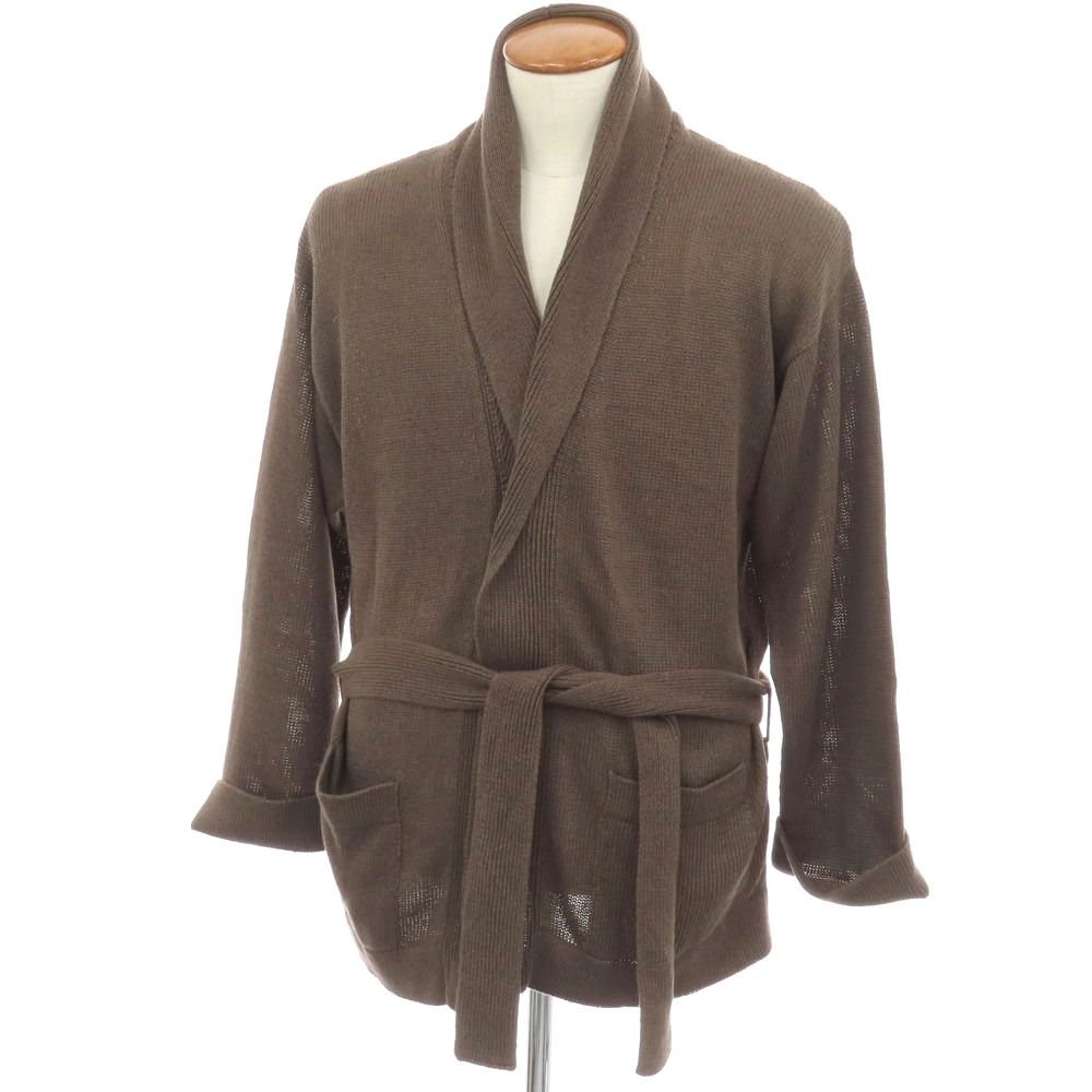 【新品】セッテフィーリ カシミア Settefili Cashmere リネンコットン ニット ショールカラー ガウンカーディガン アッシュブラウン【サイズ46/XS】【メンズ】